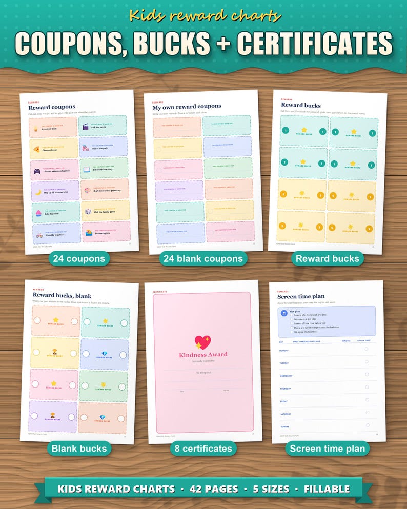 Reward coupons, blank coupons, reward bucks and certificates