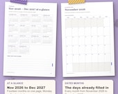 Dated calendar: November 2026 to December 2027 on one page, and a dated month page