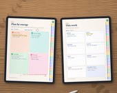 Plan by energy daily page and weekly page on two tablets, filled in with a stylus