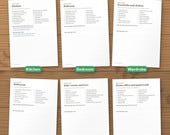 Room by room declutter checklists for kitchen, bedroom, wardrobe, bathroom, kids' rooms and home office