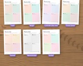 The planner in 7 colour editions: calm, bright, lavender, forest green, sunset, monochrome and sorbet. This listing is the lavender edition; each colour is its own listing
