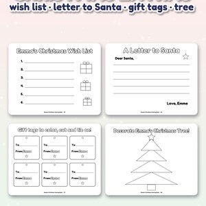 Libro para colorear navideño personalizado con el nombre del niño, páginas para colorear con nombre personalizado, regalo de Navidad para niños, detalle para el calcetín navideño, caja de Nochebuena imagen 8