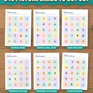 340 colour picture cards for a visual schedule, to cut out and laminate, plus 40 blank cards