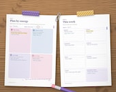 Plan by energy daily page and weekly page filled in by hand