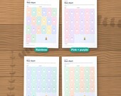 Key charts in 4 colours: the star chart in rainbow, pink and purple, blue and teal, green and orange