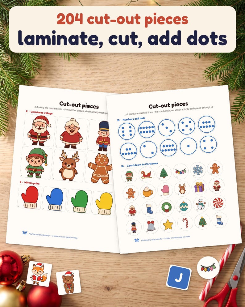 Printbaar kerstactiviteitenboek, 30 activiteiten voor peuters, kerstactiviteitenboek voor kinderen, activiteitenmap voor kleuters, kerstcountdown in PDF-formaat afbeelding 11