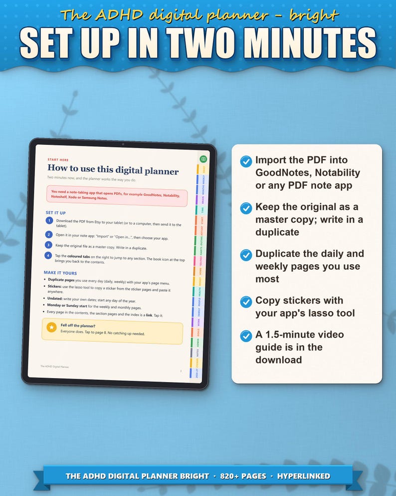 How to set up the digital planner in GoodNotes or Notability in two minutes