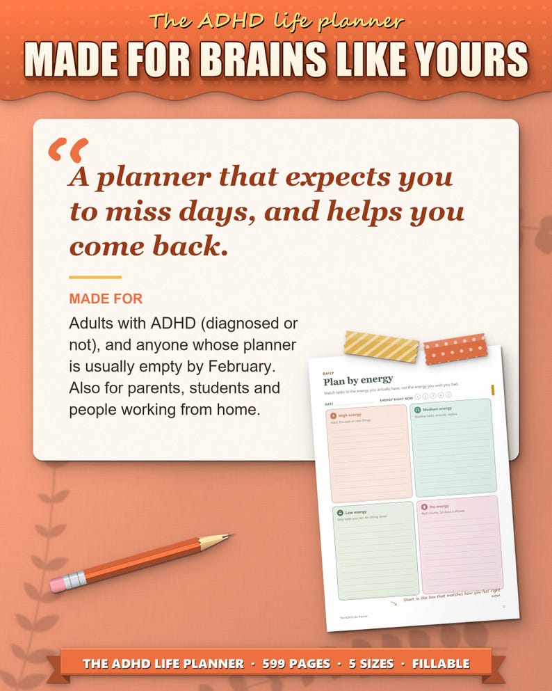 ADHD Planner 2026 2027 2028 Printable for Adults, Dated and Undated, 599 Page Fillable PDF, Daily Weekly Monthly Pages, Dopamine Menu image 14