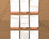 Nine more planner sections: health, people, family, work and study, goals, life admin, notes, stickers and the dated 2026-2027 calendar