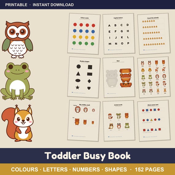 Toddler Busy Book — colours, letters, numbers and shapes