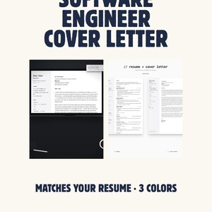 Software Engineer Cover Letter Word & Google Docs | Tech Developer Cover Letter 2026 | ATS Friendly | Matching Resume | 3 Colors