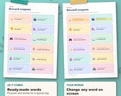Change the words on screen, no Canva needed: reward coupons as they come and with your own rewards typed in