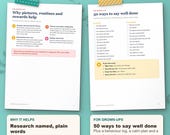 Pages for grown-ups: why routines and rewards help, with research named, and 50 ways to say well done