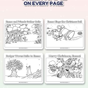 Libro para colorear navideño personalizado con el nombre del niño, páginas para colorear con nombre personalizado, regalo de Navidad para niños, detalle para el calcetín navideño, caja de Nochebuena imagen 3