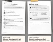 Start here page and pick your setup page: you don't need to print all 345 pages