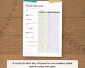 Weekly chore chart with pictures ticked off as an example