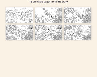 Rufus and the Friendly Dinosaurs Printable Coloring Book, 12 Pages (Digital Download) Ages 5-7