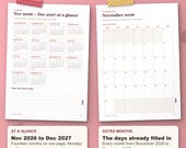 Dated calendar: November 2026 to December 2027 on one page, and a dated month page