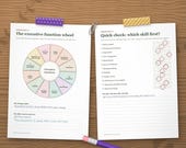 Executive function wheel and quick check pages filled in to find the hardest skill