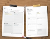Plan by energy daily page and weekly page filled in by hand