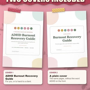 Two covers included: ADHD Burnout Recovery Guide cover and a plain cover without the word ADHD