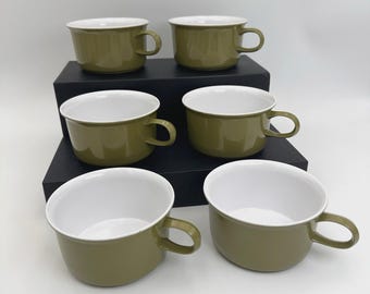 職人技のスープマグ オリーブグリーン メラミン製 6個セット アメリカ製 ヴィンテージ MCM 美品