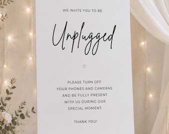 Unplugged Wedding Sign Template | Minimalist Ceremony Signage (Digital Download)