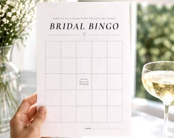 Bridal Bingo Template | Editable Canva Printable | Minimal Wedding Shower Game
