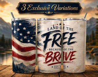 Patriotic Tumbler Wrap PNG | American Flag 20oz Skinny Tumbler | Veteran Military Gift | 4th of July Sublimation Design