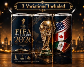 FIFA World Cup 2026, Tumbler Wrap PNG, 20oz Skinny Tumbler Sublimation Design, Soccer Cup Wrap, USA Canada Mexico, Digital Download