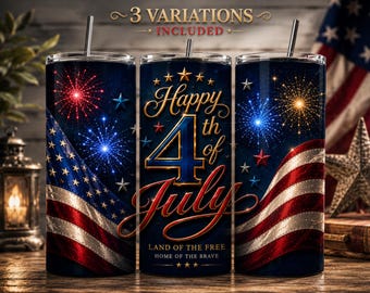 Patriotic 4th of July Tumbler Wrap PNG, USA Eagle Design, 250th Anniversary 1776-2026, Independence Day Sublimation, 20oz Skinny Tumbler