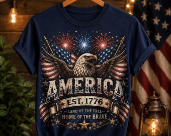 America Eagle Shirt PNG, Patriotic 4th of July Sublimation Design, USA Est. 1776 T-Shirt Digital Download, Independence Day Eagle Tee
