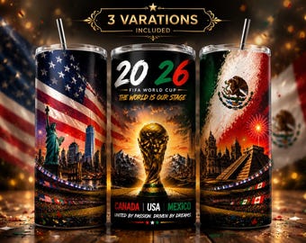 FIFA World Cup 2026 20oz Tumbler Wrap – World Cup Sublimation Design, Soccer Game Day USA Canada Mexico