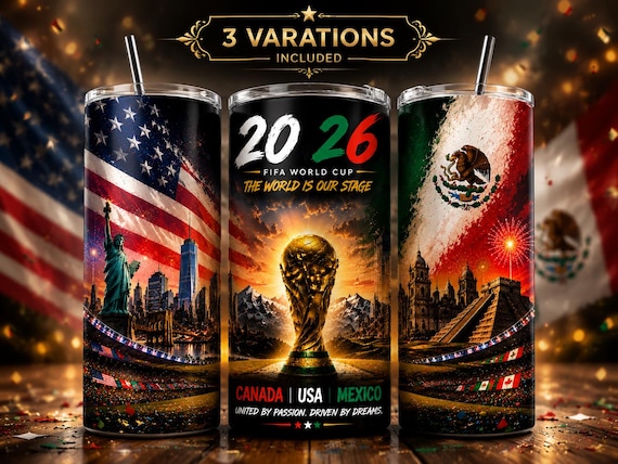 FIFA World Cup 2026 20oz Tumbler Wrap – World Cup Sublimation Design, Soccer Game Day USA Canada Mexico