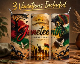 Juneteenth Tumbler Wrap PNG, Celebrate Freedom Design, Black History, African Pride, Broken Chains, Pan-African Colors, Digital Download