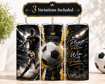 Football Tumbler Wrap, 20oz Skinny Tumbler Sublimation Design, Sports Fan Gift, Soccer Wrap Template, Digital Download