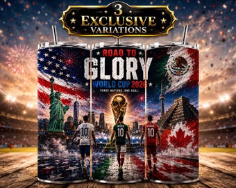 World Cup 2026 20oz Tumbler Wrap PNG, USA Mexico Canada Soccer Sublimation Design, Football Cup Skinny Tumbler Digital Download