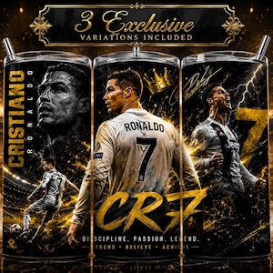 Cristiano Ronaldo 20oz Skinny Tumbler Wrap PNG, CR7 Digital Design for Sports Fans