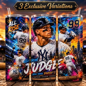 Diseño delgado para vaso térmico Aaron Judge de 20 oz para sublimación.