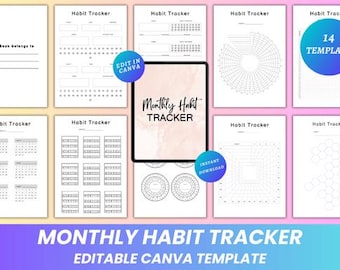 Monthly Habit Tracker Canva Kdp Interior Planner