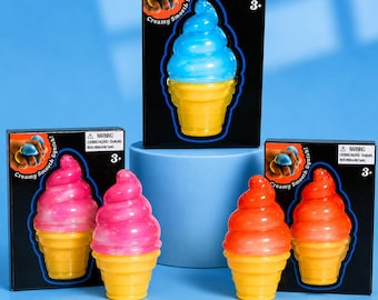 Eiscreme Squishy Spielzeug - Weiche Stressabbau Fidget Kegel, Sensorisches Squeeze Spielzeug für Kinder & Erwachsene