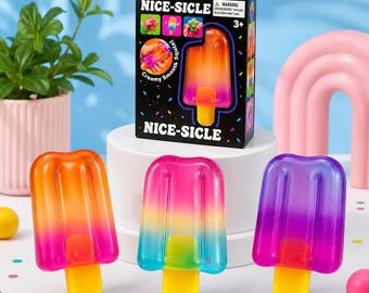 Bonito juguete antiestrés con forma de paleta de helado Sicle Squishy – Un suave helado para aliviar el estrés, ideal para niños y adultos.