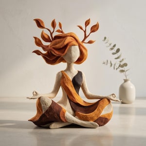 Meditatiebeeldje vrouw – sereniteitsgodin harssculptuur | Zen woondecoratie voor slaapkamer, yoga- en meditatieruimte | Spiritueel geschenk