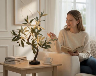 Lámpara LED con forma de olivo: cálida luz de hadas para la decoración del dormitorio y la mesa / Luz nocturna USB/a pilas para bodas, acampadas y un hogar acogedor.
