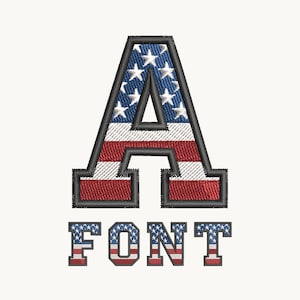 USA Embroidery Font, American Varsity Embroidery Alphabet, BX, PES + 9 Machine File Formats,  Lettering Monogram Design, Instant Download