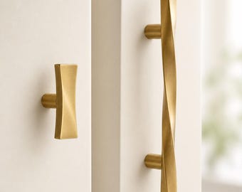 Maniglia a torsione in ottone per mobili, maniglia per cassetto da 126 mm o pomello a foro singolo, ferramenta moderna per comò e armadi.