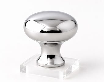 Pomello per mobile a forma di fungo in cromo argentato, maniglia per cassetto a foro singolo in ottone massiccio, ferramenta rotonda per comò e armadi.