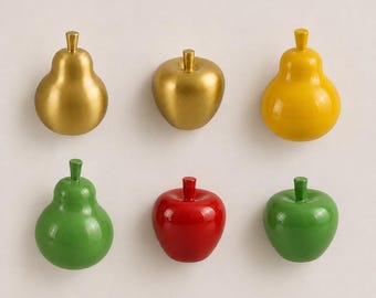 Pomello per mobile a forma di pera e mela, maniglia per cassetto a forma di frutta in ottone massiccio, accessori colorati per comò.