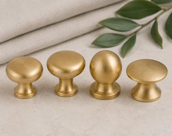 Pomello per mobile in ottone opaco, ferramenta per cassetti a foro singolo, forma rotonda a sfera o a fungo per armadi e guardaroba.
