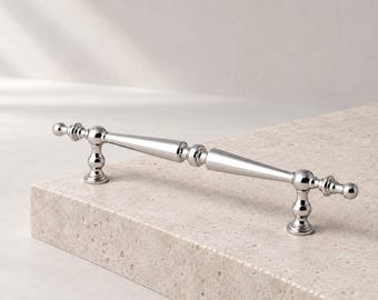 Maniglia per mobile cromata, maniglia per cassetto in ottone massiccio decorata, ferramenta per comò in argento lucido, interasse 96 128 160 mm